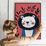 Gentle Lion Illustration – Modern Animal Wall Art Print