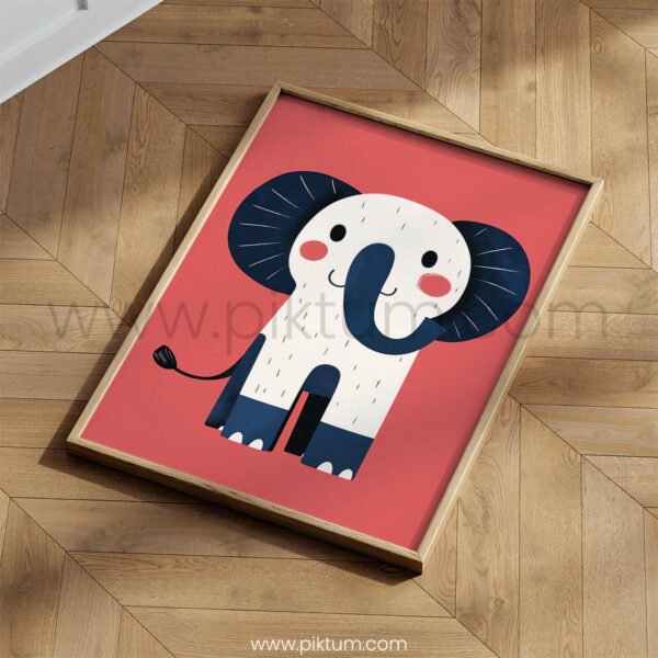 Cute Elephant Illustration – Modern Nursery Wall Art Print