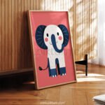 Cute Elephant Illustration – Modern Nursery Wall Art Print