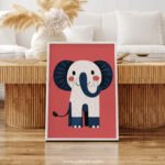 Cute Elephant Illustration – Modern Nursery Wall Art Print