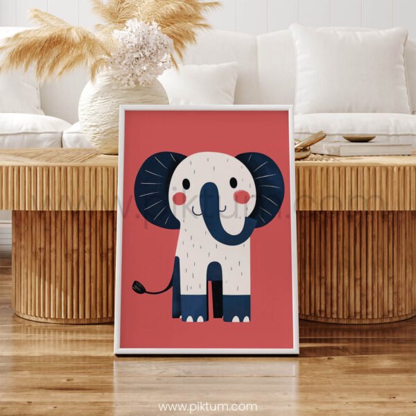 Cute Elephant Illustration – Modern Nursery Wall Art Print