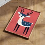 Cute Deer Illustration – Modern Nursery Wall Art Print