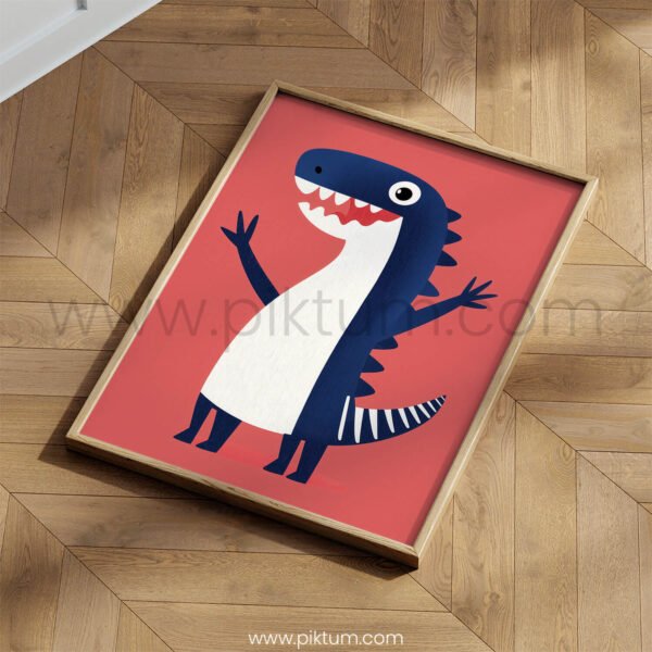 Cute Dinosaur Illustration – Modern Nursery Wall Art Print