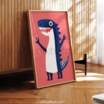 Cute Dinosaur Illustration – Modern Nursery Wall Art Print