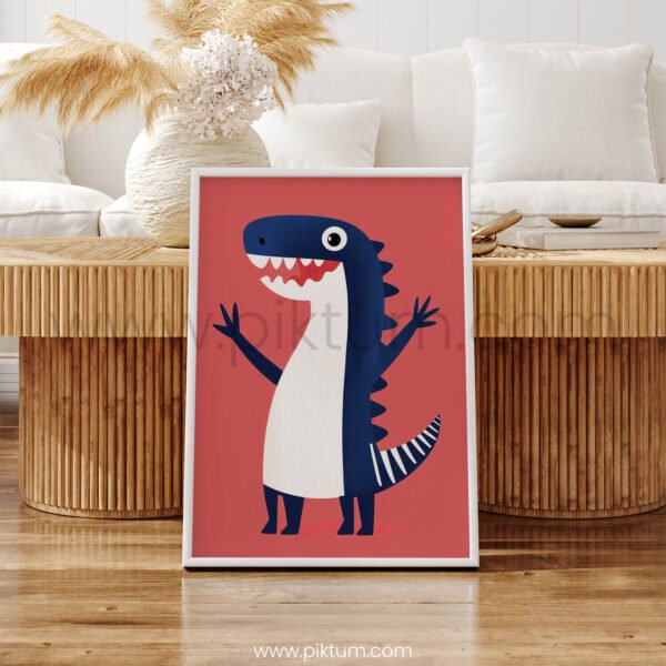 Cute Dinosaur Illustration – Modern Nursery Wall Art Print