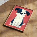 Cute Puppy Wall Art – Minimal Dog Illustration for Kids Room