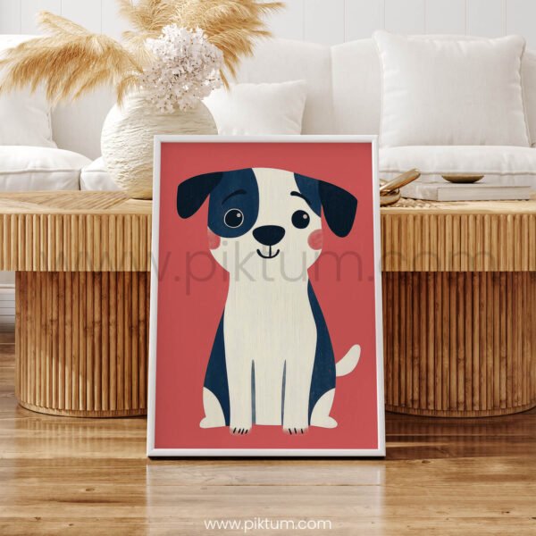 Cute Puppy Wall Art – Minimal Dog Illustration for Kids Room