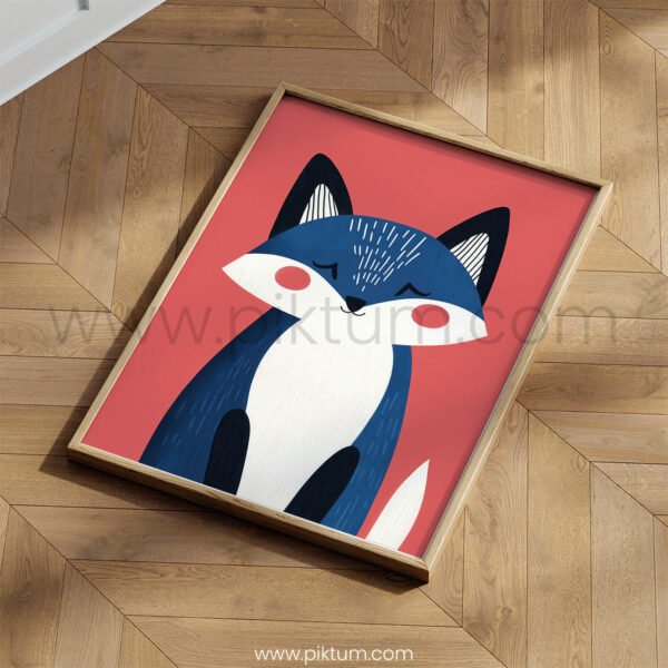 Fox Wall Art – Cute Woodland Animal Illustration for Kids Rooms