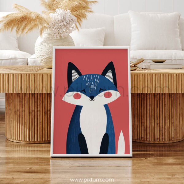 Fox Wall Art – Cute Woodland Animal Illustration for Kids Rooms