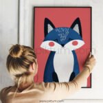 Fox Wall Art – Cute Woodland Animal Illustration for Kids Rooms