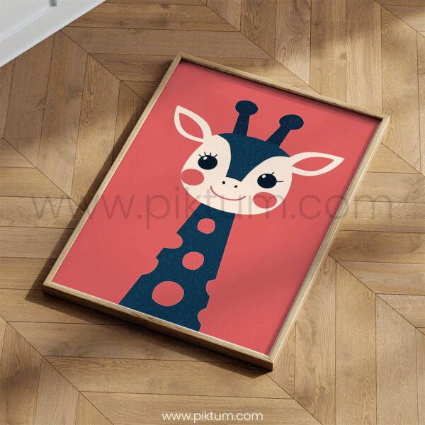 Smiling Giraffe Wall Art – Cute Safari Animal Illustration for Kids Rooms