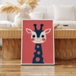 Smiling Giraffe Wall Art – Cute Safari Animal Illustration for Kids Rooms