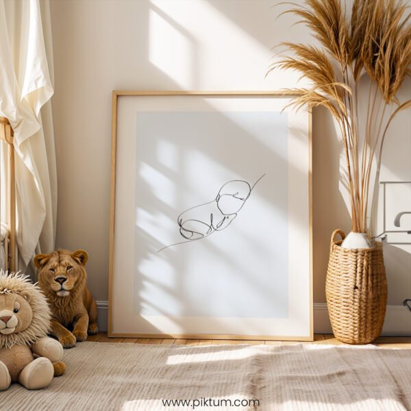 Quiet Moment Line Drawing – Minimalist Human Figure Wall Art