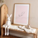 Gentle Rest Line Art – Minimalist Figure on Soft Pink Background