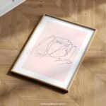 Tiny Feet Line Art – Minimalist Parent and Baby Illustration Soft Pink Background