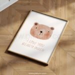 Cute Bear Nursery Print – “I Love You Beary Much” Wall Art