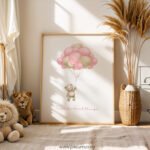 Teddy Bear Balloon Nursery Print – “I Can Do Hard Things” Wall Art