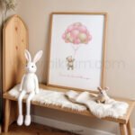 Teddy Bear Balloon Nursery Print – “I Can Do Hard Things” Wall Art
