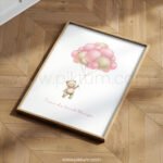 Teddy Bear Balloon Nursery Print – “I Can Do Hard Things” Wall Art