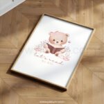 Reading Teddy Bear Nursery Print – “Let’s Read All Day” Wall Art