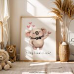 “Being Kind Is Cool” Koala Nursery Wall Art – Cute Animal Kindness Print