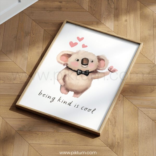 “Being Kind Is Cool” Koala Nursery Wall Art – Cute Animal Kindness Print