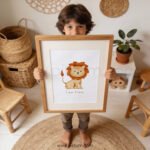 “I Am Brave” Lion Nursery Wall Art – Courage Affirmation Animal Print