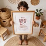“Dream Big” Bunny Nursery Wall Art – Inspirational Baby Room Print