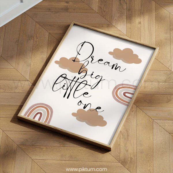 “Dream Big Little One” Nursery Wall Art – Boho Rainbow Baby Print