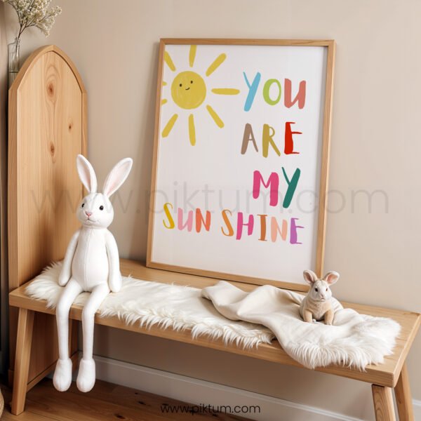 “You Are My Sunshine” Nursery Wall Art – Colorful Kids Room Print