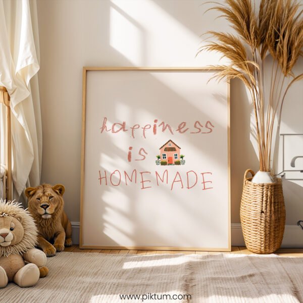 “Happiness Is Homemade” Wall Art – Cozy Home & Nursery Print