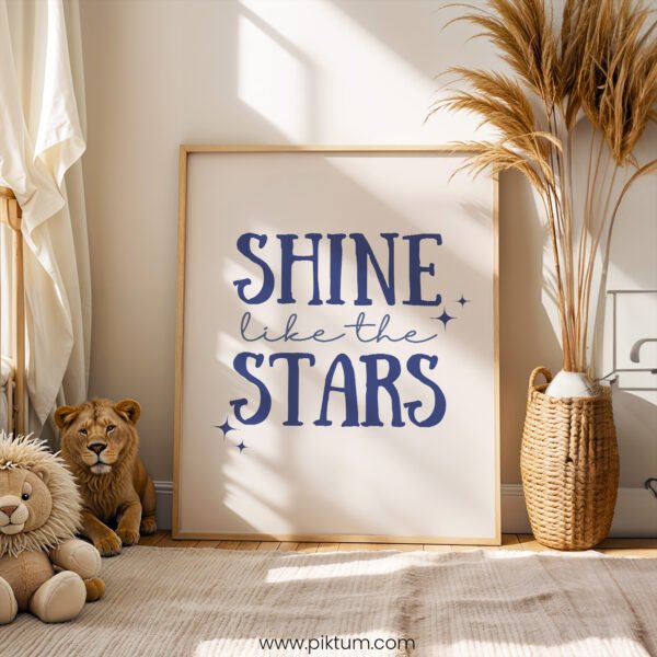 “Shine Like the Stars” Nursery Wall Art – Inspirational Kids Quote Print