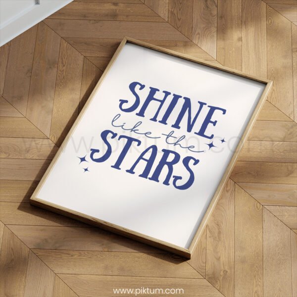 “Shine Like the Stars” Nursery Wall Art – Inspirational Kids Quote Print