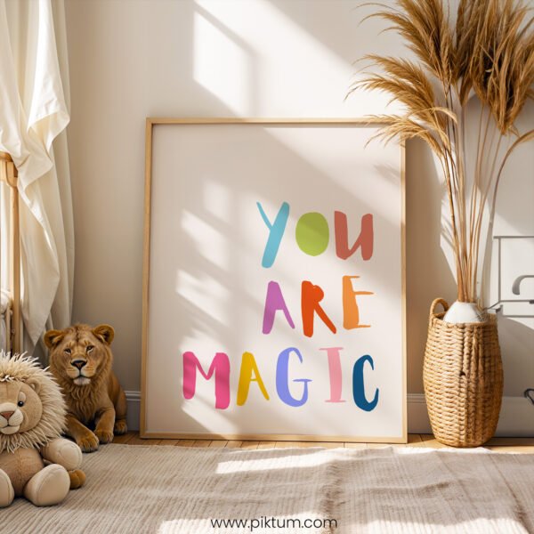 “You Are Magic” Nursery Wall Art – Colorful Inspirational Quote Print for Kids