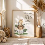 “Dream Big Little One” Safari Nursery Wall Art – Animal Stacking Print