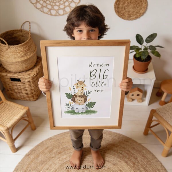 “Dream Big Little One” Safari Nursery Wall Art – Animal Stacking Print