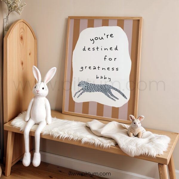 “You’re Destined for Greatness” Leopard Nursery Wall Art – Baby Affirmation Print
