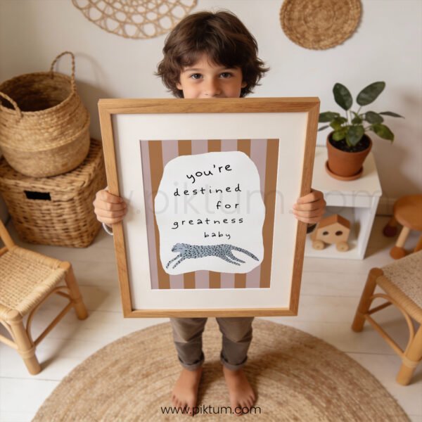 “You’re Destined for Greatness” Leopard Nursery Wall Art – Baby Affirmation Print