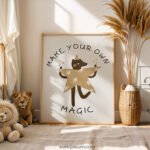 “Make Your Own Magic” Nursery Wall Art – Whimsical Bear Quote Print