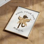 “Make Your Own Magic” Nursery Wall Art – Whimsical Bear Quote Print