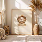 “Roar!” Lion Nursery Wall Art – Cute Crowned Lion Print