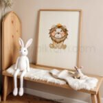 “Roar!” Lion Nursery Wall Art – Cute Crowned Lion Print