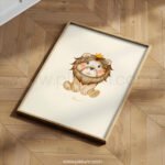 “Roar!” Lion Nursery Wall Art – Cute Crowned Lion Print