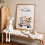 “Welcome Into the Wild” Safari Nursery Wall Art – Jungle Animal Adventure Print