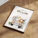 “Welcome Into the Wild” Safari Nursery Wall Art – Jungle Animal Adventure Print