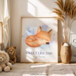 “Sweet Dreams My Love” Fox Nursery Wall Art – Gentle Woodland Print