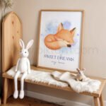 “Sweet Dreams My Love” Fox Nursery Wall Art – Gentle Woodland Print