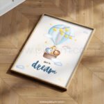 “Dare to Dream” Nursery Wall Art – Whimsical Hot Air Balloon Print