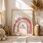 “Be Brave” Nursery Wall Art – Soft Rainbow Affirmation Print