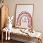 “Be Brave” Nursery Wall Art – Soft Rainbow Affirmation Print